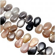 Moonstone Sunstone AA Briolette Flat Teardrop Gemstone Beads (N) 8.7 x 13mm to 9 x 14.75mm 9 inches
