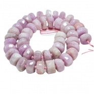 Kunzite Hand Faceted Wheel Gemstone Beads (N) 11.3 to 14.2mm 15.5 inches