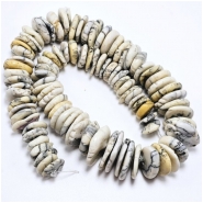 Yellow Dendritic Opal Graduated Center Drilled Freeform Discs Gemstone Beads (N) 11.3 to 23.5mm 15.25 inches