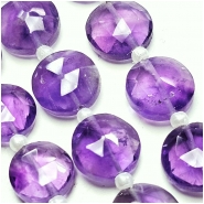 Amethyst Faceted Coin Grade AAA Gemstone Beads (N) 10mm 8 inches