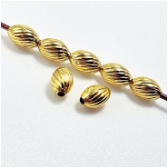 50 Yellow Brass Corrugated Oval Uncoated Metal Beads (M) 3.2 x 4.8mm