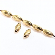 50 Yellow Brass Corrugated Oval Uncoated Metal Beads (M) 3.25 x 7.2mm