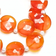 Carnelian Faceted Coin Grade AAA Gemstone Beads (H) 10mm 15.5 inches