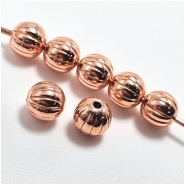 25 Copper Corrugated Round Uncoated Metal Beads (M) 8mm