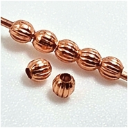 100 Copper Corrugated Round Uncoated Metal Beads (M) 2.4mm