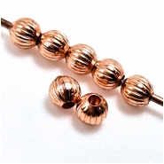 100 Copper Corrugated Round Uncoated Metal Beads (M) 3.2mm
