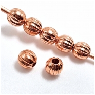 100 Copper Corrugated Round Uncoated Metal Beads (M) 4.8mm