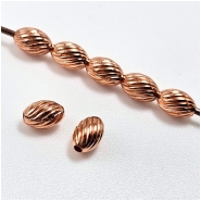50 Copper Corrugated Oval Uncoated Metal Beads (M) 3.2 x 4.7mm