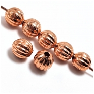 25 Copper Corrugated Round Uncoated Metal Beads (M) 9.5mm