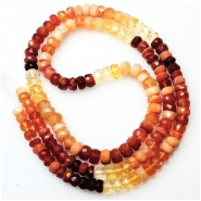 Fire Opal Hand Faceted Graduated Rondelle Grade AA Gemstone Beads (N) 4 to 5mm 16 inches