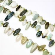 Jade Jadeite Top Drilled Flat Nugget Gemstone Beads (N) 10.1 to 24.9mm 15 inches