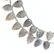 Labradorite Top Drilled Carved Leaves Grade AA Gemstone Beads (N) 6.6 x 9.15mm to 7.45 x 11.5mm 8 inches