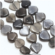 Grey Moonstone Hand Cut Heart Gemstone Beads (N) 12mm 8 inches