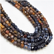 Pietersite Shaded Faceted Cube Grade A Gemstone Beads (N) 4mm 12.5 inches