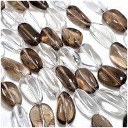 Crystal Quartz and Smoky Quartz Nugget Gemstone Beads (N) 11 x 17.5mm to 12.7 x 23.3mm  15.5 inches