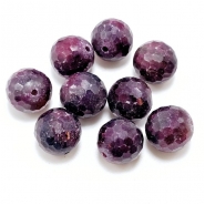 Ruby Faceted Round Gemstone Bead (N) 10mm 1 piece.