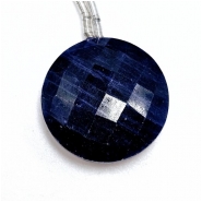 Sapphire Faceted Round Briolette Pendant Gemstone Bead (D) 21.5mm 1 piece.