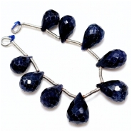 Sapphire Faceted Briolette Gemstone Beads (D) 6.45 x 8.93mm to 7.18 x 11.13mm 9 pieces