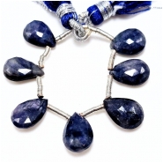 Sapphire Faceted Briolette Gemstone Beads (N) 8.2 x 10.6mm to 8.23 x 12.23mm 7 pieces