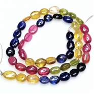 Sapphire Natural Multi Color Nugget Gemstone Beads (N) 6.2 x 7.1mm to 6.5 x 9.4mm 15 inches