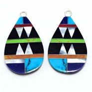 Shell and Mixed Stone Resin Inlay Pair 3 (NMB) 18.5 x 29.75mm