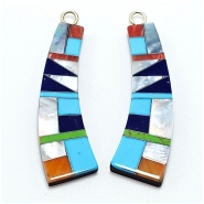 Shell and Mixed Stone Resin Inlay Pair 5 (NMB) 10 x 36mm