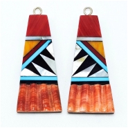 Shell and Mixed Stone Resin Inlay Pair 7 (NMB) 16.5 x 38mm