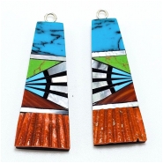 Shell and Mixed Stone Resin Inlay Pair 8 (NMB) 15 x 39mm