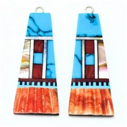 Shell and Mixed Stone Resin Inlay Pair 9 (NMB) 16 x 39mm