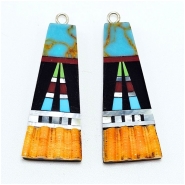 Shell and Mixed Stone Resin Inlay Pair 10 (NMB) 14.5 x 37mm
