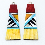 Shell and Mixed Stone Resin Inlay Pair 11 (NMB) 15 x 38.5mm