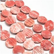 Red Pectin Coin Shell Beads (N,M) 16mm 15.25 inches