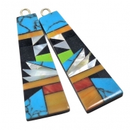 Shell and Mixed Stone Resin Inlay Pair 18 (NMB) 12.5 x 38mm