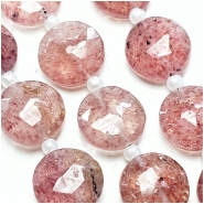 Strawberry Quartz Faceted Coin Grade AAA Gemstone Beads (N) 10mm 8 inches