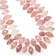 Strawberry Quartz Center Drilled Faceted Oval Grade AA Gemstone Beads (N) 12.5 to 16.1mm 8 inches