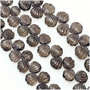 Smoky Quartz Top Drilled Carved Shell Grade AA Gemstone Beads (I) 7.15 to 9mm 8 inches