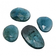 4 Indicolite Blue Tourmaline Rose Cut Grade AA Gemstone Cabochons (N) 6.09 x 7.64mm to 6.8 x 11.55mm