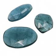 3 Indicolite Blue Tourmaline Rose Cut Grade AA Gemstone Cabochons (N) 6.4 x 7.6mm to 8.2 x 11.3mm