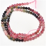 Tourmaline Faceted Round Grade A Gemstone Beads (N) 3.5mm 15.5 inches