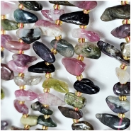 Tourmaline Top Drilled Flat Nugget Gemstone Beads (N) 9.8 to 22mm long 15.75 inches