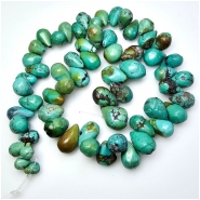 Hubei Turquoise Old Stock Hand Carved Graduated Drop Gemstone Beads (N) 5.75 x 7.75mm to 12.6 x 18.9mm 16 inch