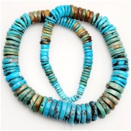 Hubei Turquoise Old Stock Graduated Disc Banded Color Gemstone Beads (S) Approximate size 4.9 to 15.6mm 16.5 inches