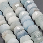 Aquamarine 13mm Hand Faceted Wheel Gemstone Beads (H) 15.5 inches